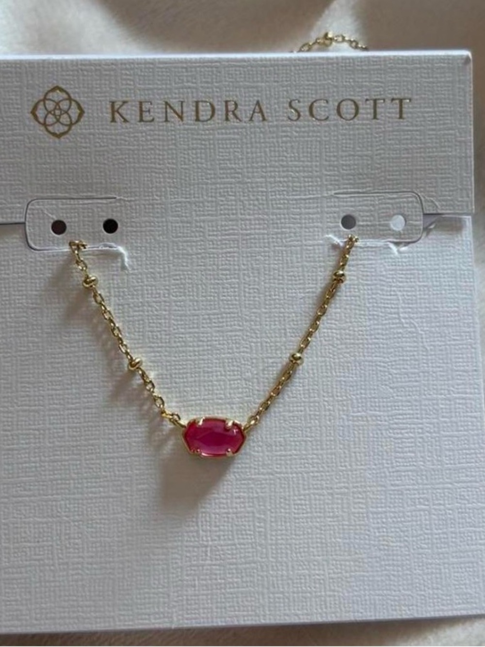 Kendra Scott Gold Satellite Necklace with Mini Pink Stone
